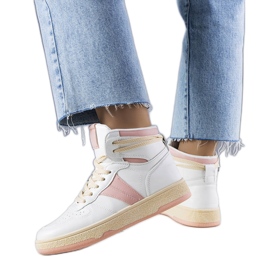 Różowe sneakersy za kostkę Robin białe