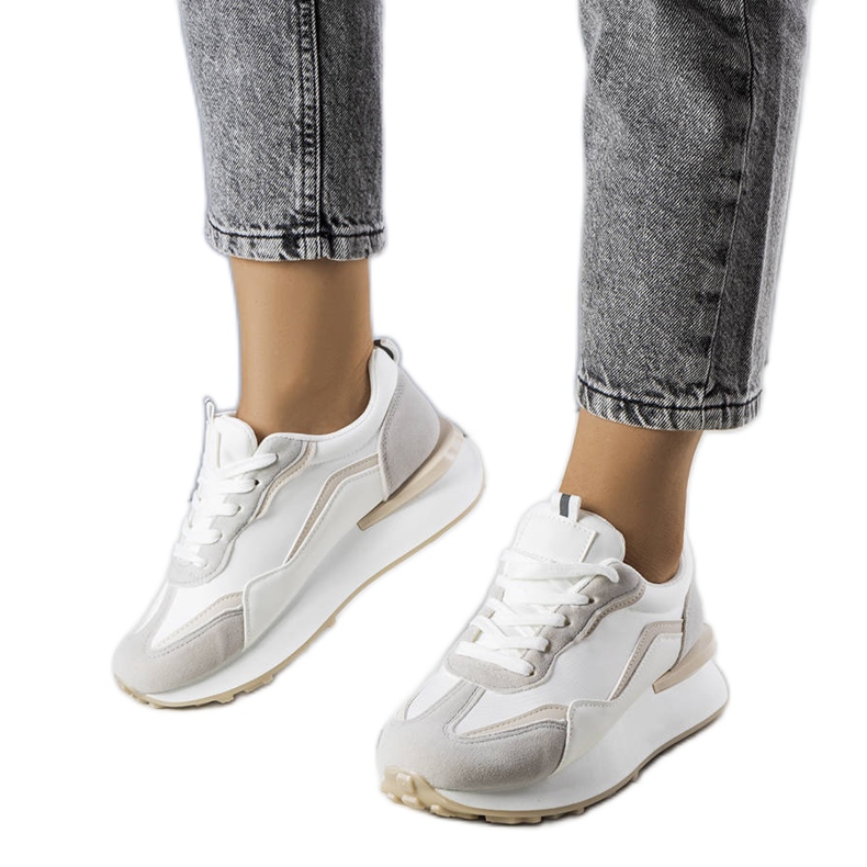 BM Szare sneakersy na platformie Ada beżowy