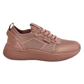 Damskie Wygodne Sneakersy Memory Foam System Big Star LL274416 Jasnobrązowe