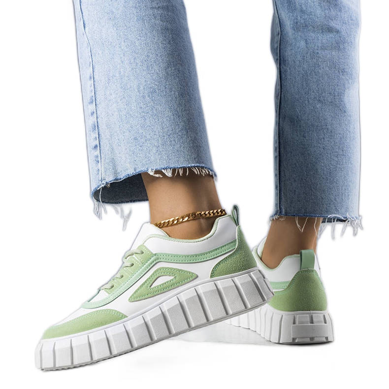 Zielone tenisówki na platformie Robyn