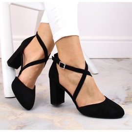 Sandały damskie na słupku czarne Sergio Leone SK863