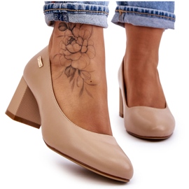 Czółenka Na Słupku Sergio Leone PB178 Beżowe beżowy