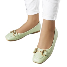 Zielone balerinki ze złotym zdobieniem Iris