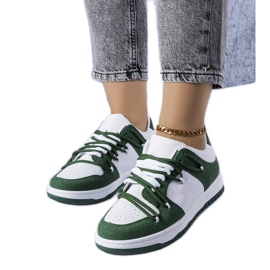Zielone sneakersy z łączonych materiałów Hila białe