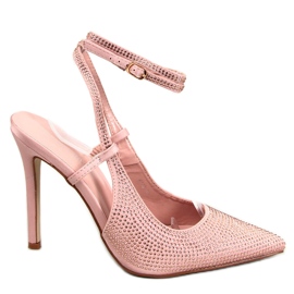 BM Szpilki wiązane z kamieniami Bonnie Nude różowe