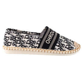Espadryle damskie Shelovet czarne ze wzorem