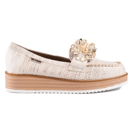 Półbuty damskie Shelovet beżowe z kryształkami beżowy