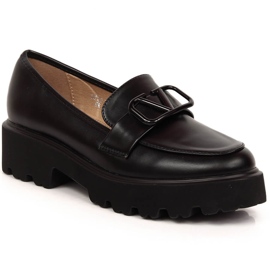 Półbuty damskie na obcasie i platformie czarne Vinceza 16380