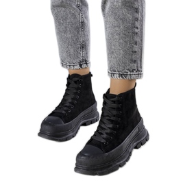 BM Czarne trampki na wysokiej platformie Gertrude