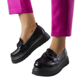 Czarne lordsy zdobione na koturnie Gagnon