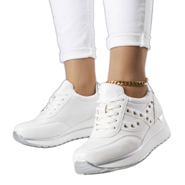 PA1 Białe sneakersy na pogrubionej podeszwie Mely