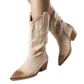 PA1 Beżowe kowbojki z eko-zamszu Routhier beżowy