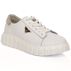 Skórzane półbuty damskie na platformie białe Filippo DP4138/23