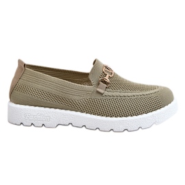 Damskie Wsuwane Tenisówki Slip-On Z Ozdobą Zielone Alena