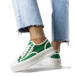 PA1 Zielone trampki na platformie Connie białe