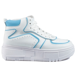 Sneakersy damskie Shelovet biało-niebieskie białe