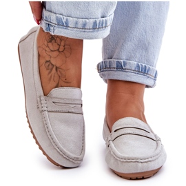 FC3 Damskie Klasyczne Zamszowe Mokasyny Szare Ivana