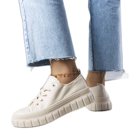 PA1 Beżowe trampki na platformie Laverne beżowy