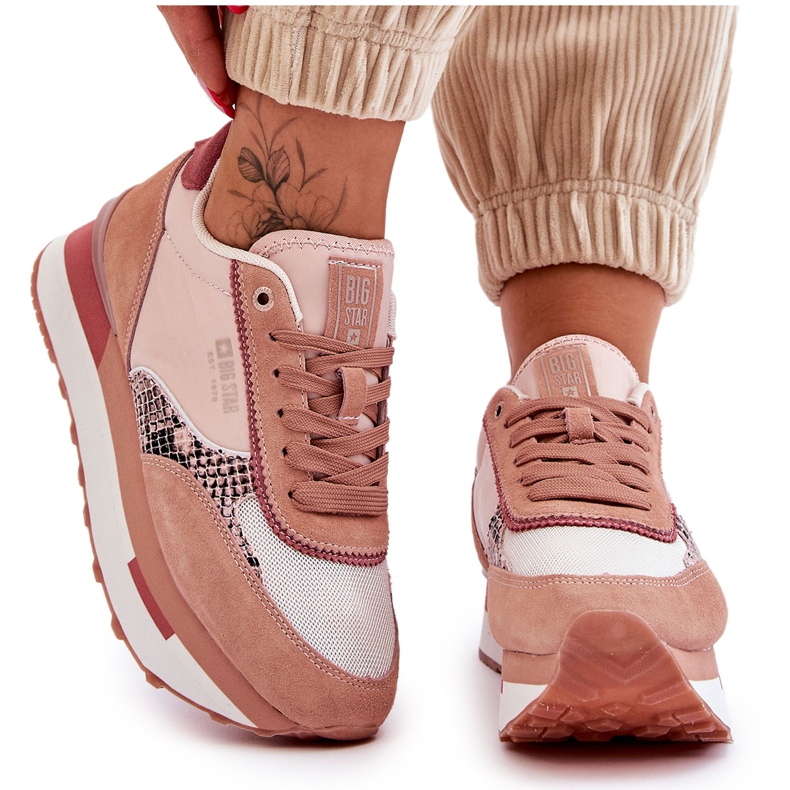 Modne Sneakersy Memory Foam System Big Star LL274366 Różowe