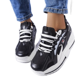 Czarne sneakersy na koturnie Germain