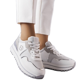 BM Białe sneakersy z brokatowymi wstawlami Léves