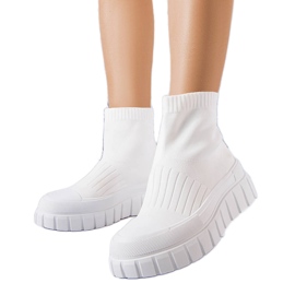 PA1 Białe skarpetkowe trampki za kostkę Searlait