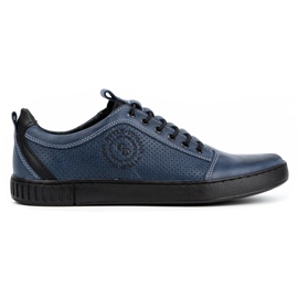 Polbut Buty męskie skórzane casual 2121P/2 granatowe niebieskie