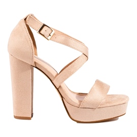 Sandały na wysokim obcasie Shelovet beżowe beżowy