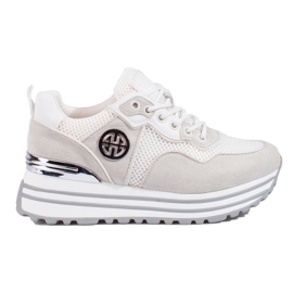 W. Potocki Sneakersy damskie sznurowane Potocki białe