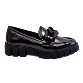 Vinceza Damskie Lakierowane Mokasyny Na Platformie Czarne Bennett