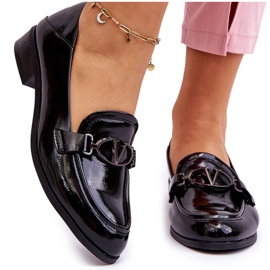 Vinceza Lakierowane Mokasyny Na Płaskim Obcasie Czarne Marra