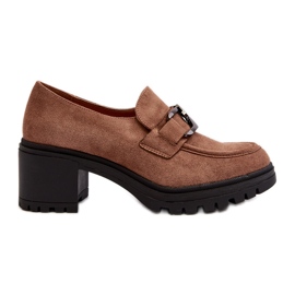 Vinceza Zamszowe Półbuty Na Masywnym Obcasie Brązowe Finley