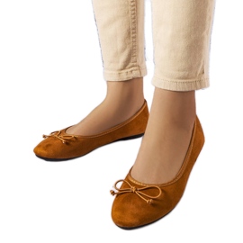 Brązowe balerinki z kokardką Chandonnet