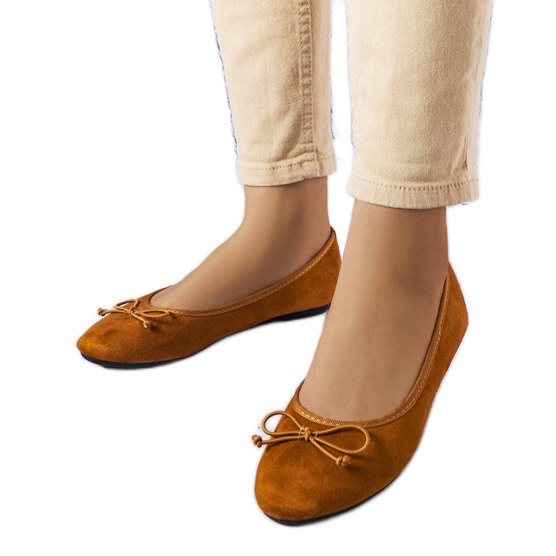 Brązowe balerinki z kokardką Chandonnet