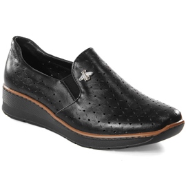 Półbuty damskie na koturnie ażurowe czarne Jezzi MR1840-12