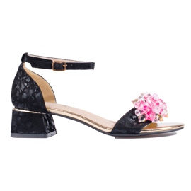 Damskie sandały na niskim obcasie Shelovet czarne