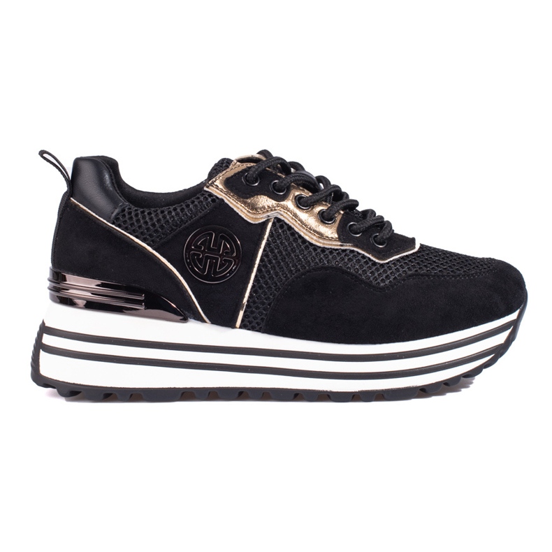 W. Potocki Sneakersy damskie sznurowane Potocki czarne