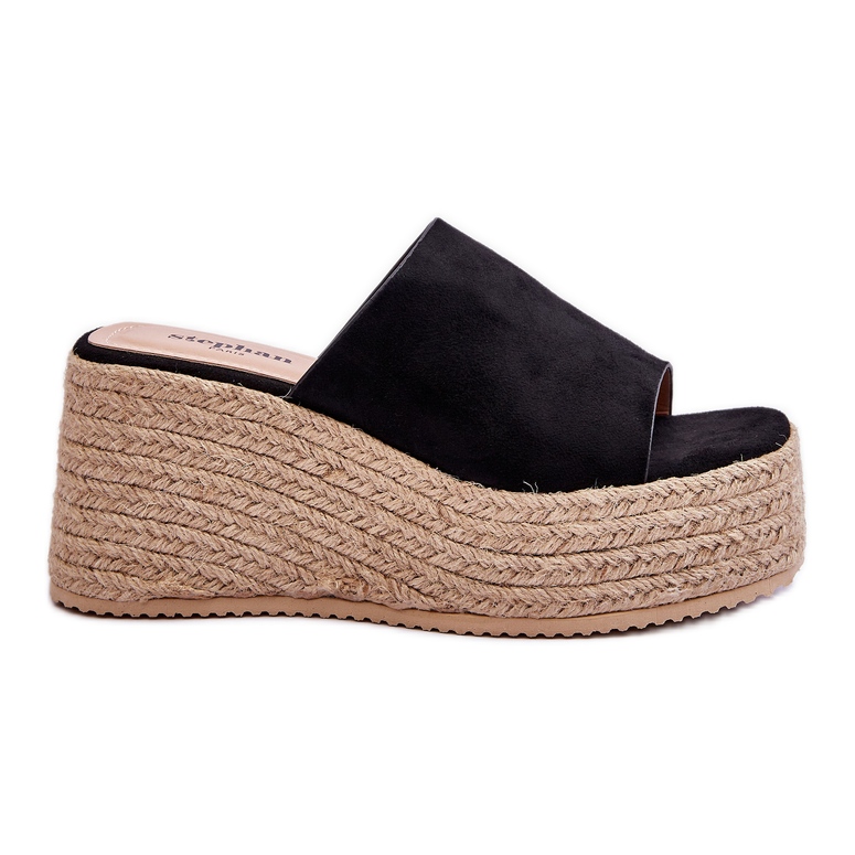 FS1 Damskie Klapki Na Koturnie I Platformie Czarne Ysabel