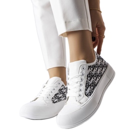 Białe trampki z czarnym wzorem Marquis