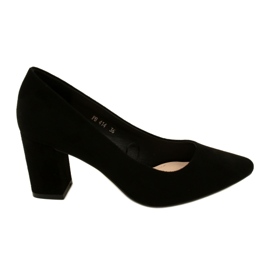 Sergio Leone Zamszowe Czółenka Na Słupku PB414 Czarne