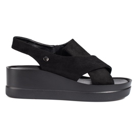 Sandały damskie na koturnie Shelovet czarne