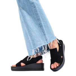 Sandały damskie na koturnie Shelovet czarne