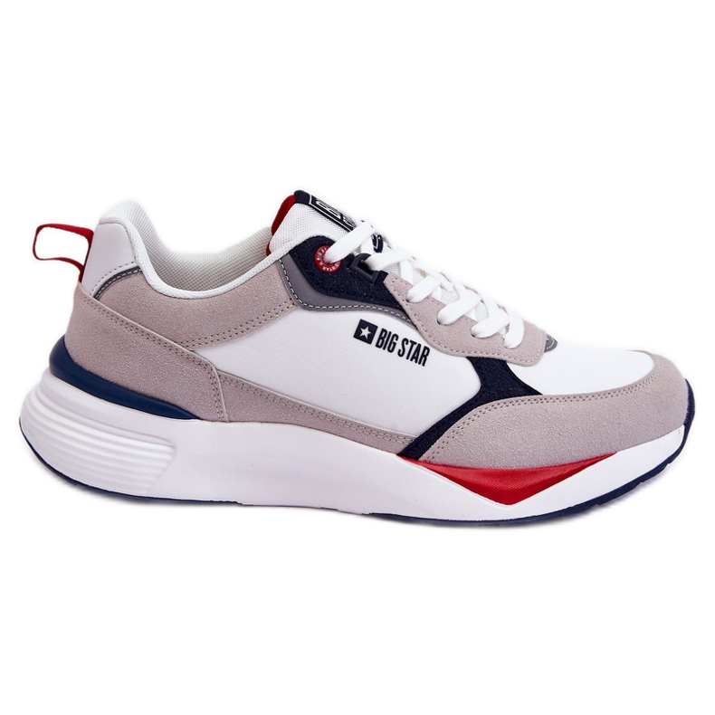 Męskie Buty Sportowe Memory Foam Big Star LL174235 Biało-Szare białe
