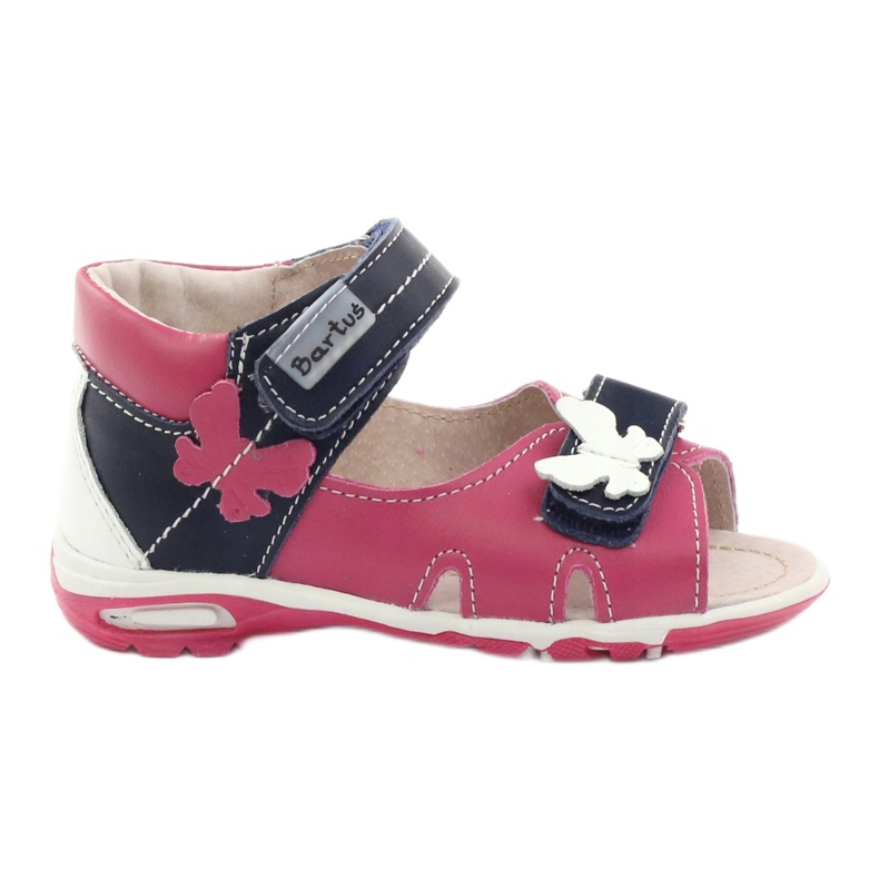Sandałki dziewczęce motyl Bartuś różowe białe wielokolorowe