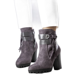 BM Szare ocieplane botki na słupku Rayan