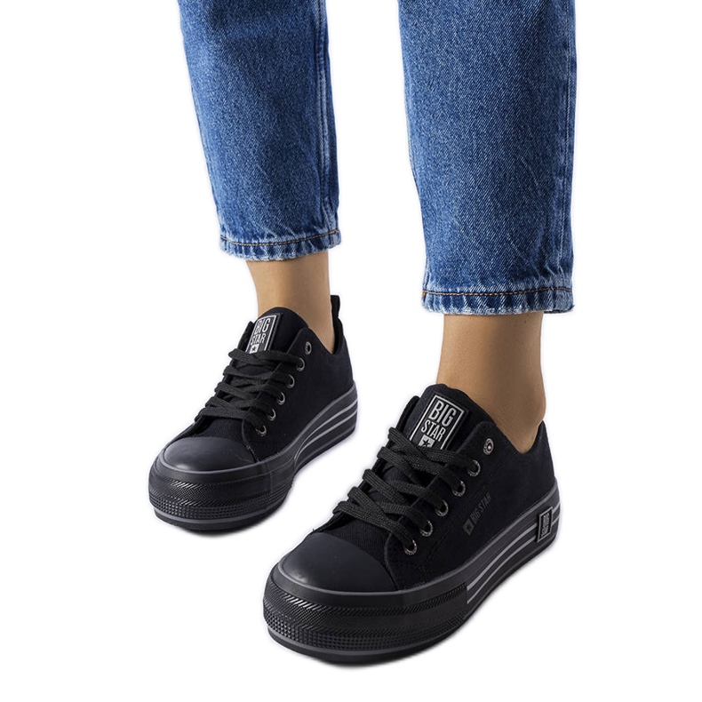 Czarne trampki na platformie Big Star LL274184