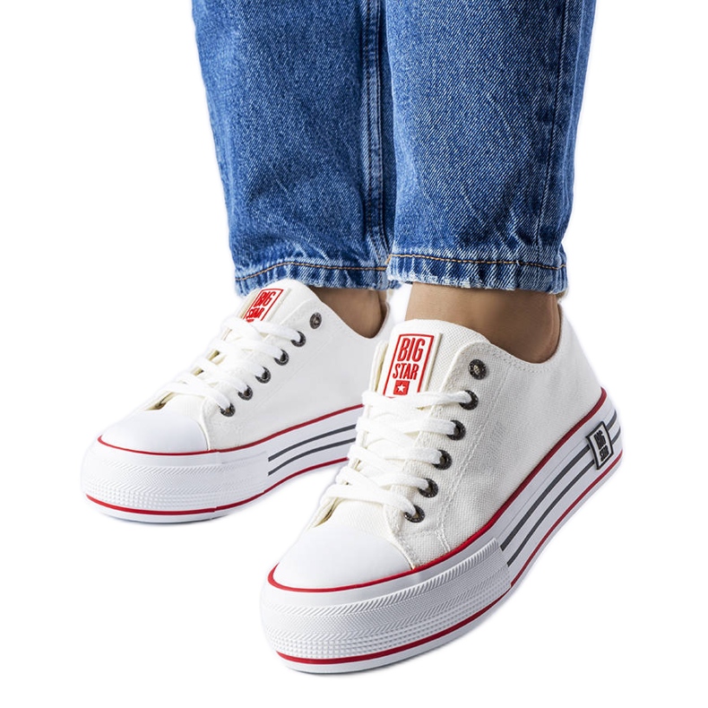 Białe trampki na platformie Big Star LL274180