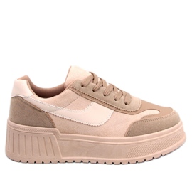BM Sneakersy na platformie Foret Khaki beżowy