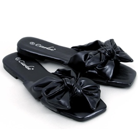 Klapki z kokardą Minnen Black czarne