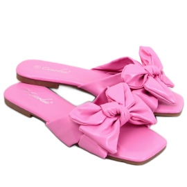 BM Klapki z kokardą Minnen Pink różowe